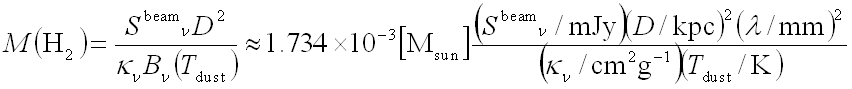 dust continuum to h2 mass