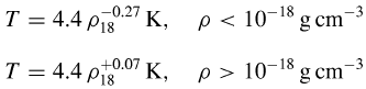 cloud t-rho relation